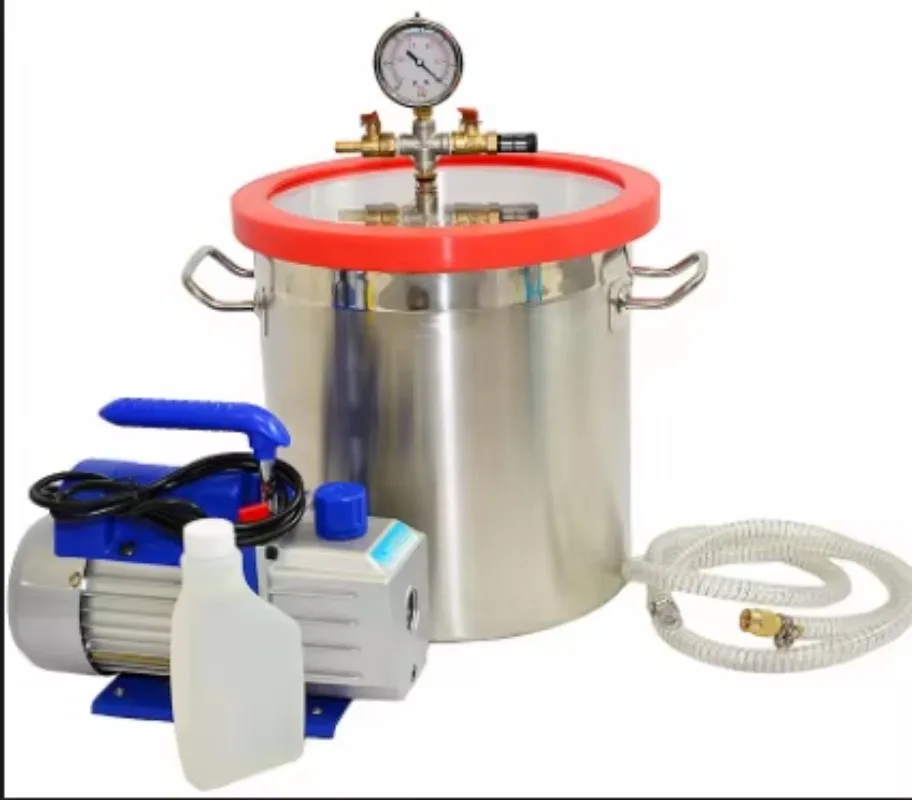 220v/60hz High Volume 3 Cfm 1/4 hp air Conditioning Vacuum Pump and 2gal Vacuum Degassing Chamber