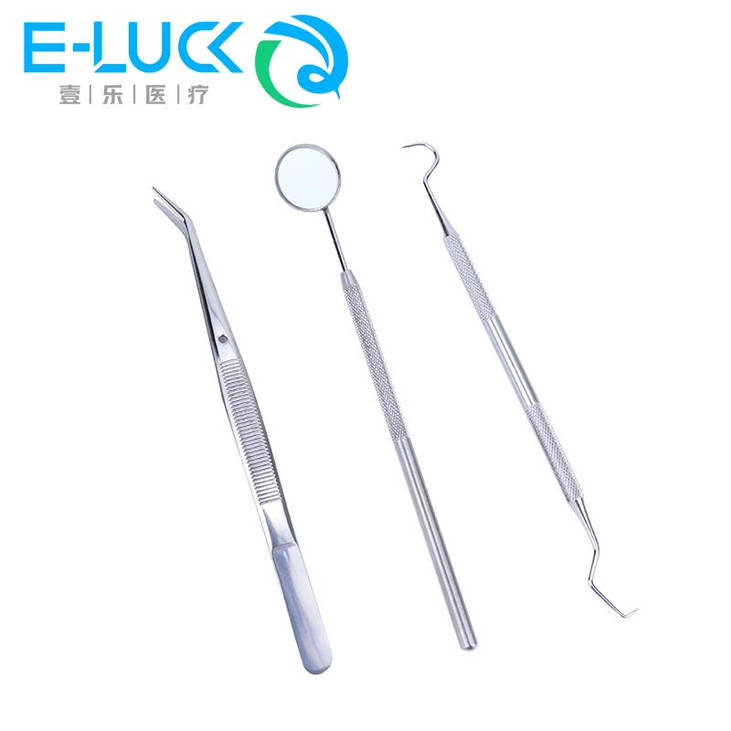 3PCS Dental Mund Spiegel Pinzette Sonde Edelstahl Zahnarzt Instrument Zähne  Reinigung Werkzeuge Set