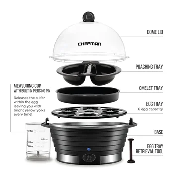 Everyday Plastic Electric 6 Egg Boiler Cooker With Built In Timer, Black 2