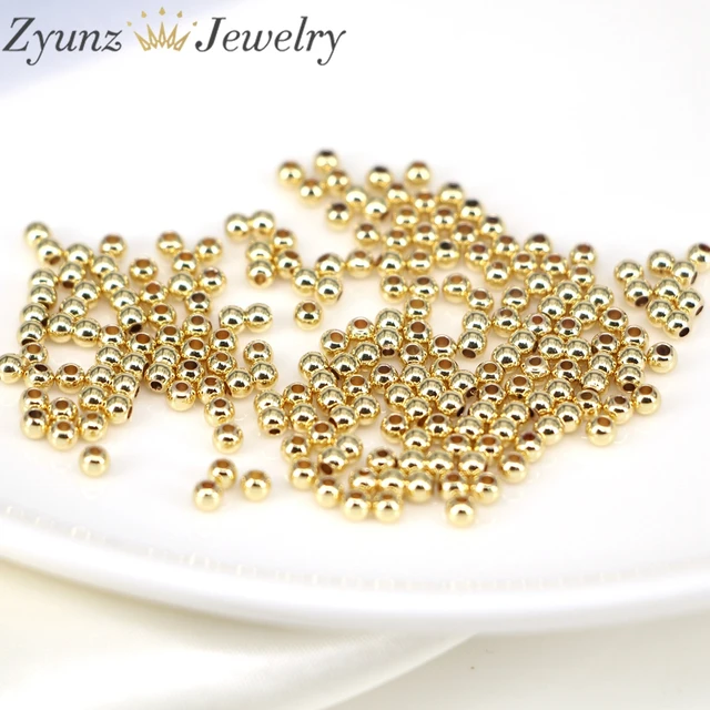 1000pcs, 3MM Gold Color Plated Round Ball Spacer Loose Copper Beads For  Jewelry Making DIY Wholesale