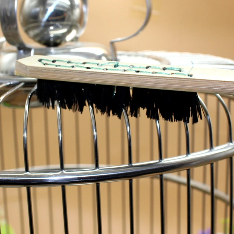 Bird Cage Cleaning Brush Bamboo Long Handle Moderate Hardness Bristles