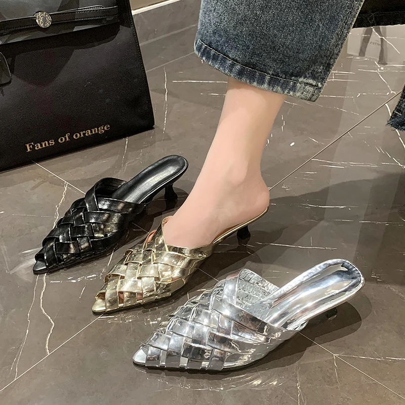 Shoes Woman 2024 Trend Summer Pointed Toe Stiletto Gladiator Sandals Fashion Luxury Slippers Ladies Brand Designer High Heels