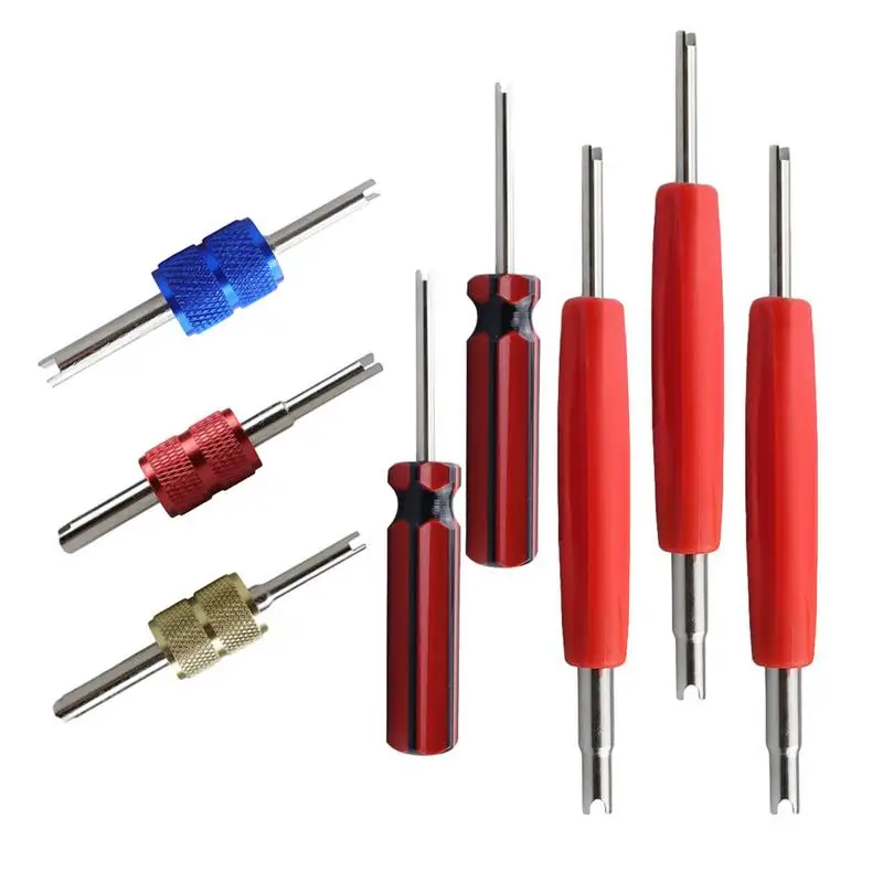 

8pcs Car Tire Valve Core Removal Tool Automotive Plastic Handle Tire Core Screwdriver Auto Wheel Valve Dual Single Head Tolls