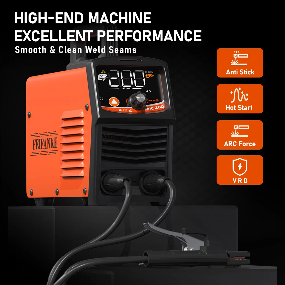 FEIFANKE ARC200 MMA/Lift TIG LED Dispaly Welding Machine IGBT Inverter Synergic Control Welder Machine with Hot Start 5