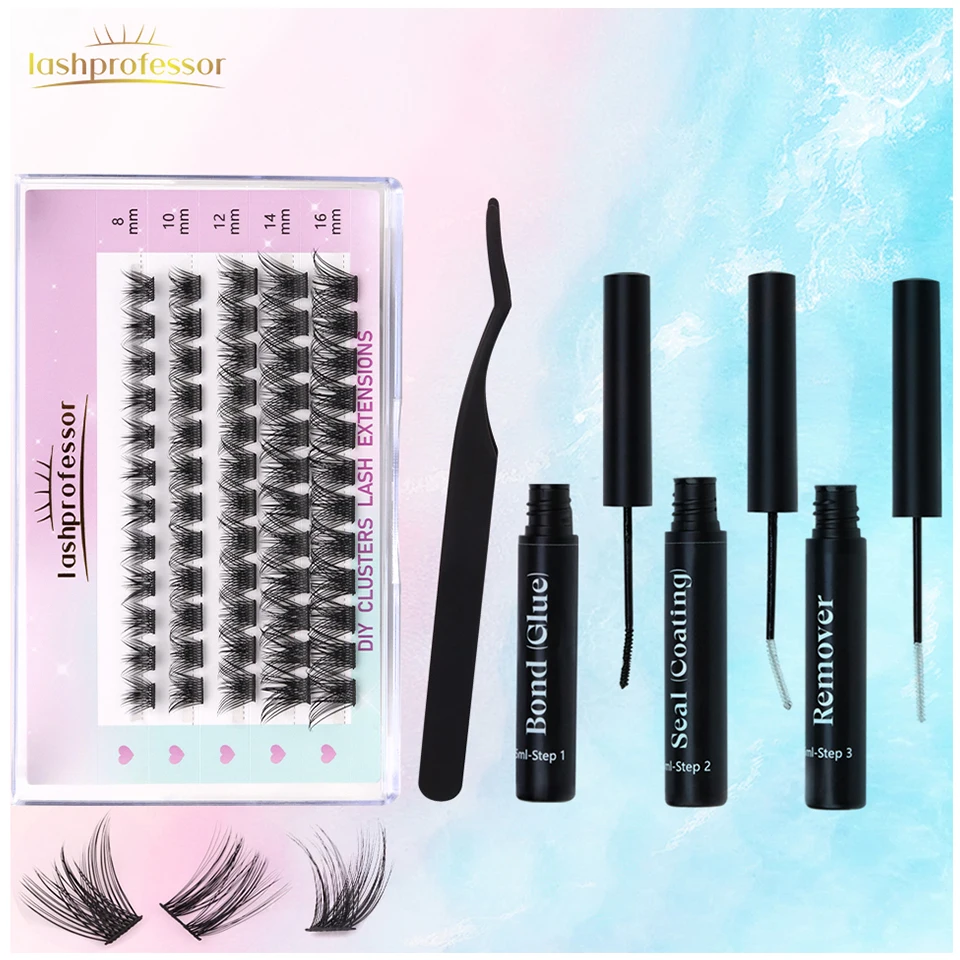 

Eyelash Bond and Seal Lash Remover 60pcs DIY Lash Clusters Long Lasting Glue Eyelash Tweezers Mascara Wand Makeup Cilia Supplies