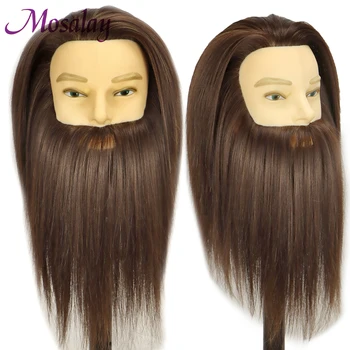 Male Mannequin Head With 100%  Synthetic Hair For Practice Hairdresser Cosmetology Training Doll Head For Hair Styling