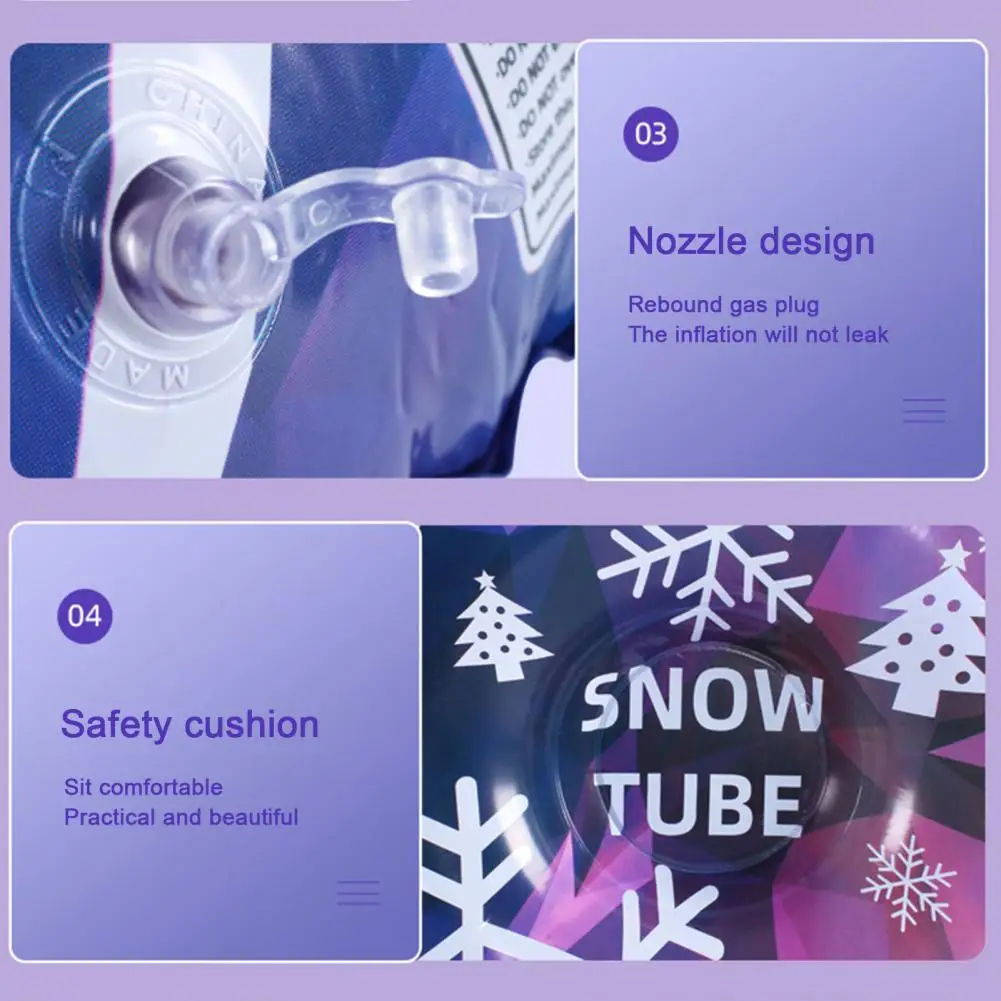 Inflatable Snow Tube Sled with Double Handles Ski Ring Valve Design Snowboard Inflatable Ring Winter Outdoor Toy for Kids Adults