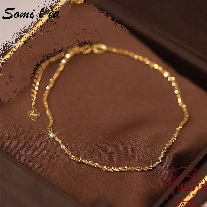 SOMILIA 18K 황금 팔찌, S925 스털링 실버 팔찌, 반짝이는 반짝이 팔찌, 하이 주얼리, 레이디 스트랩, 쥬얼리 선물