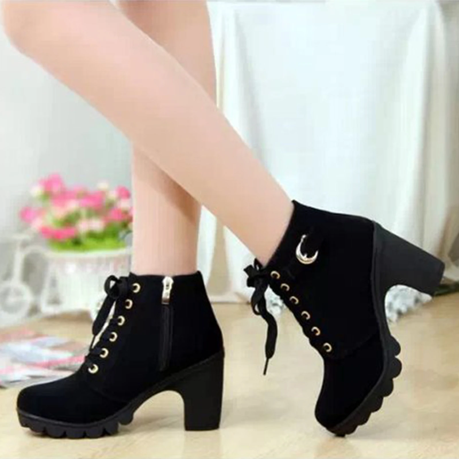Women Large Size Ankle Boots Autumn And Winter Cross-Strap Short Boots Christmas Birthday New Year Gift