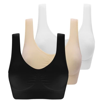 3 Pack Plus Size Back Smoothing Bra Sport Running Bra Women Workout Bras Yoga Crop Tank Top Push up Brassiere 3