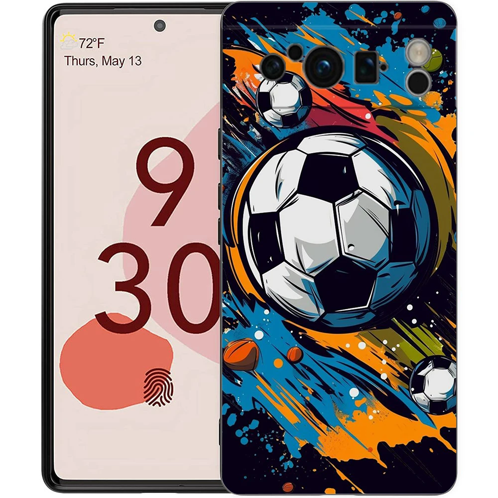 Soccer Ball Passion Shockproof Silicone Phone Case - Black Cover s
