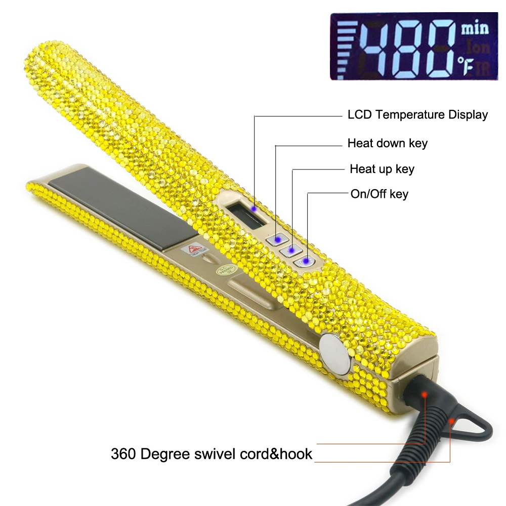 Hair Straightener and Curler Titanium Rhinestone Hair Straightener Iron planchas para el cabello 2 in 1 Straightening Curling 3
