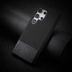 Premium Frameless Splicing Fabric Denim Phone Case - Business Hard Armor Shockproof Cover for Galaxy S23 Ultra (A6)