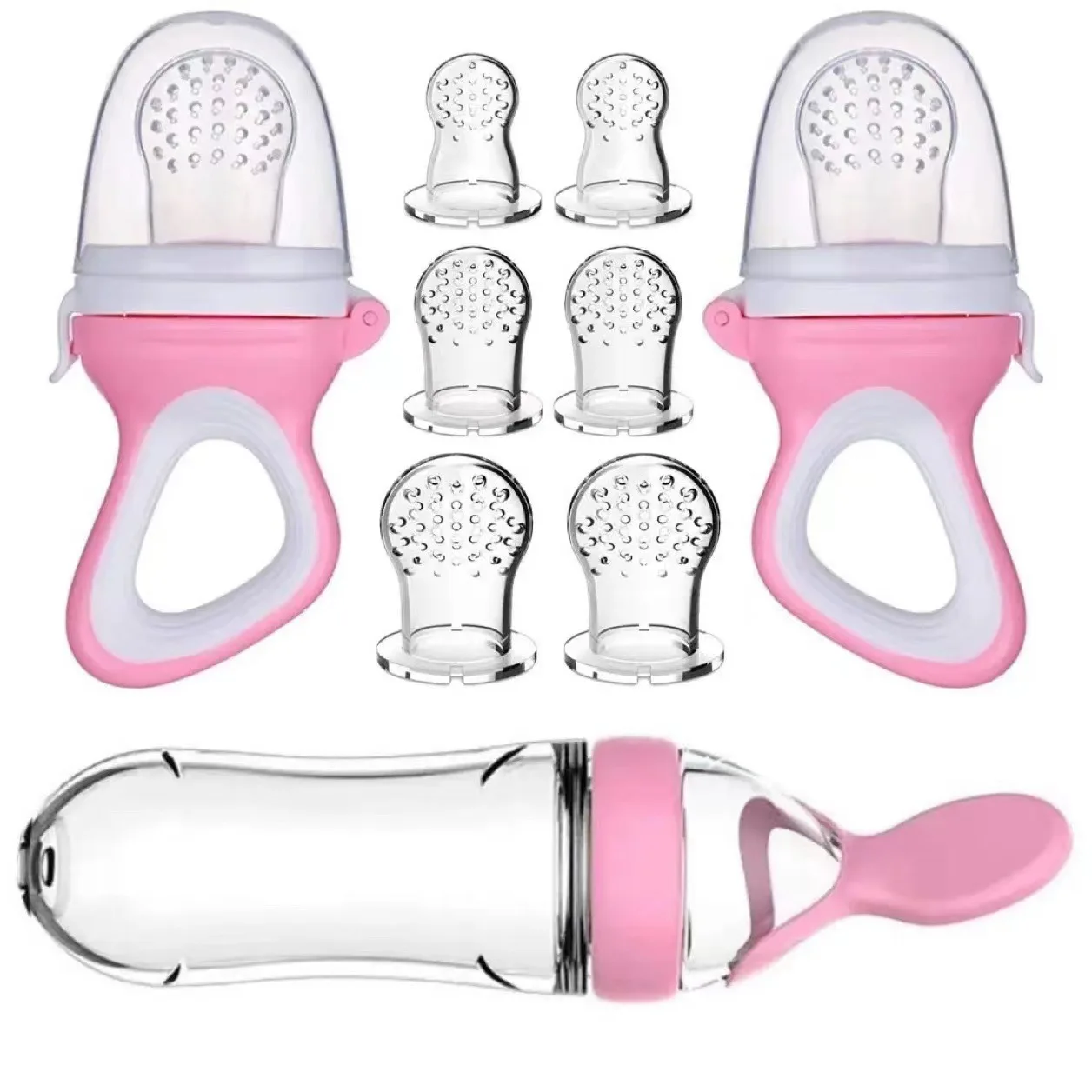 8-piece Silicone Newborn Pacifier Training Rice Spoon Squeeze Bottle Cup Baby Cereal Food Feeder Tableware Baby Tableware