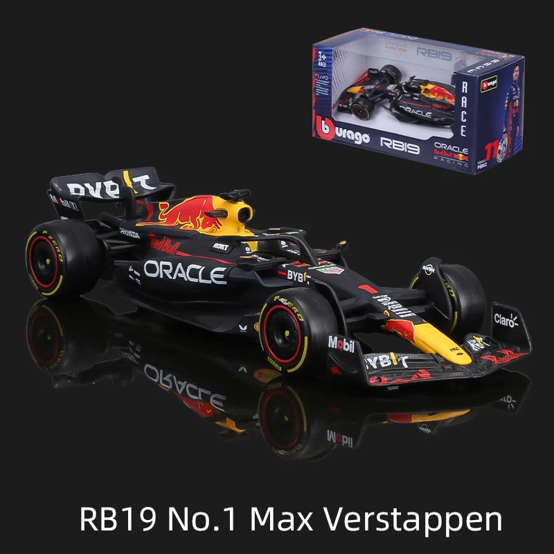 Bburago-Voiture de course Red Bull en alliage moulé sous pression, modèle F1 1:43, version régulière, RB19 #1, Verstappen #11, Perez, jouet de formule, 2023