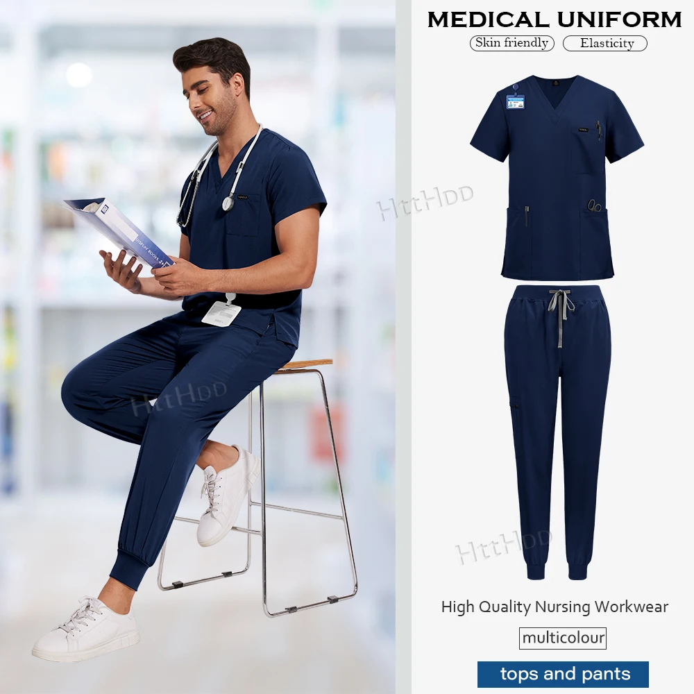 Uniformes Niaahinn, uniforme de enfermería médica de alta calidad, Unisex, belleza para mascotas, clínica Dental, uniforme de enfermeras, conjuntos de batas multicolores para hombres