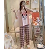 Disney Cartoon Mickey Winnie Snow White Pajamas Ladies Summer Short Sleeves Cute Pants Thin Girls Loose Homewear Pajamas Set 3