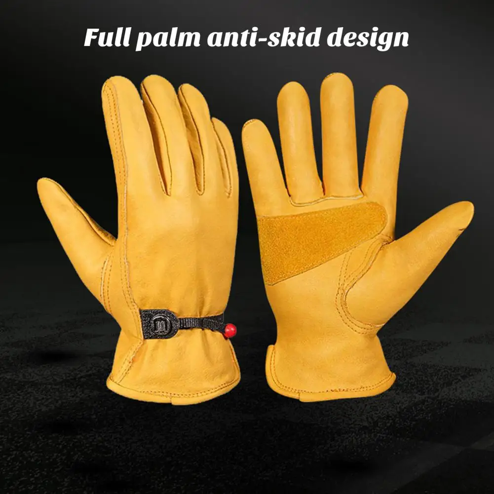 

Leather Work Gloves Thinsulate Lining Winter Warm Gloves Ultra-Thick Wear Resistant Non-Slip Design Full Finger Garden Gloves