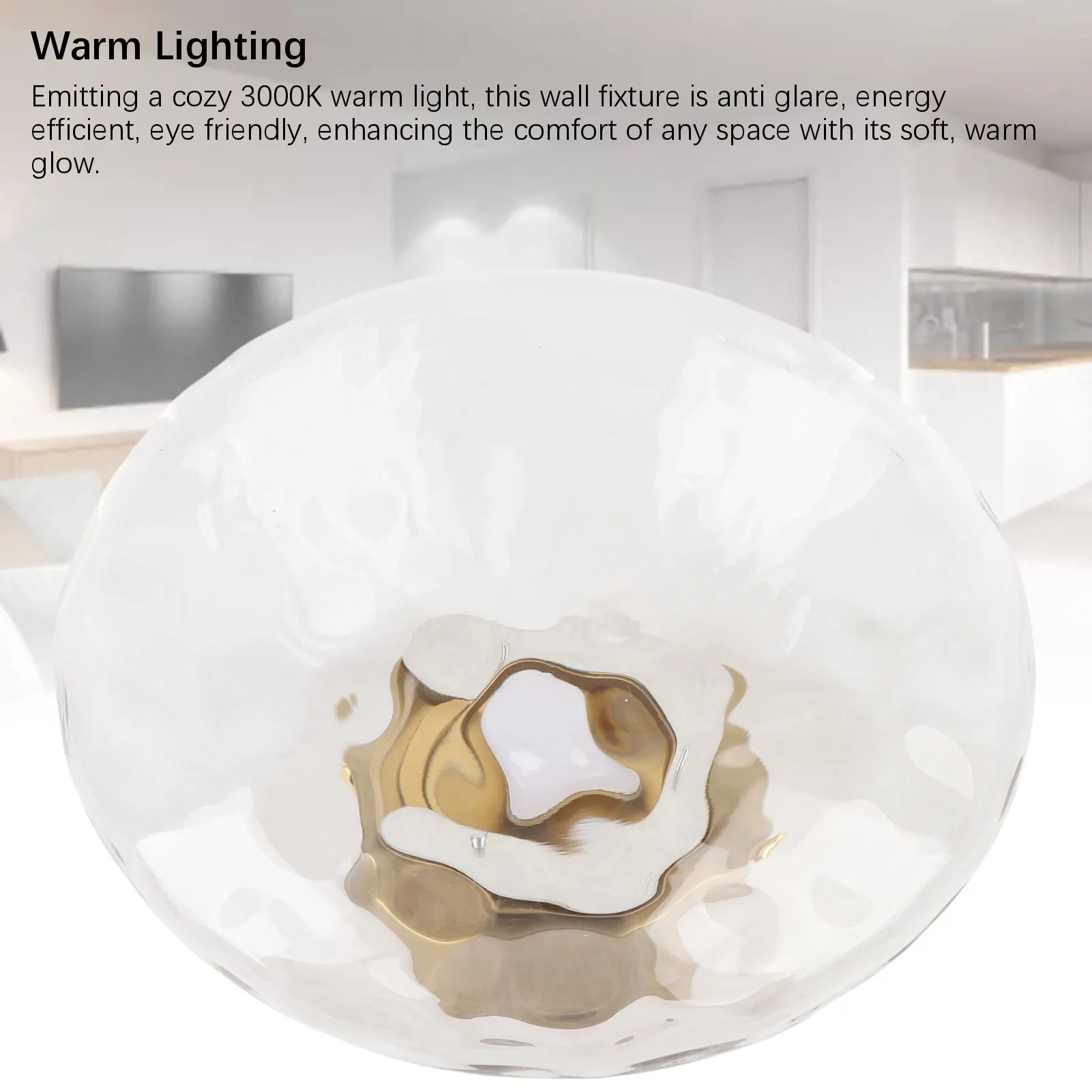 Indoor Wall Lamp Hardwired Minimalist Glass Lampshade Modern Wall Sconce Energy Efficient Eye Friendly for Bedroom Living Room