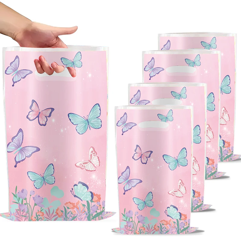 10 Stück Schmetterling Party Goodie Taschen Rosa Schmetterling Süßigkeiten Geschenktüten für Schmetterling Hochzeit Geburtstag Party Dekor Party im Freien