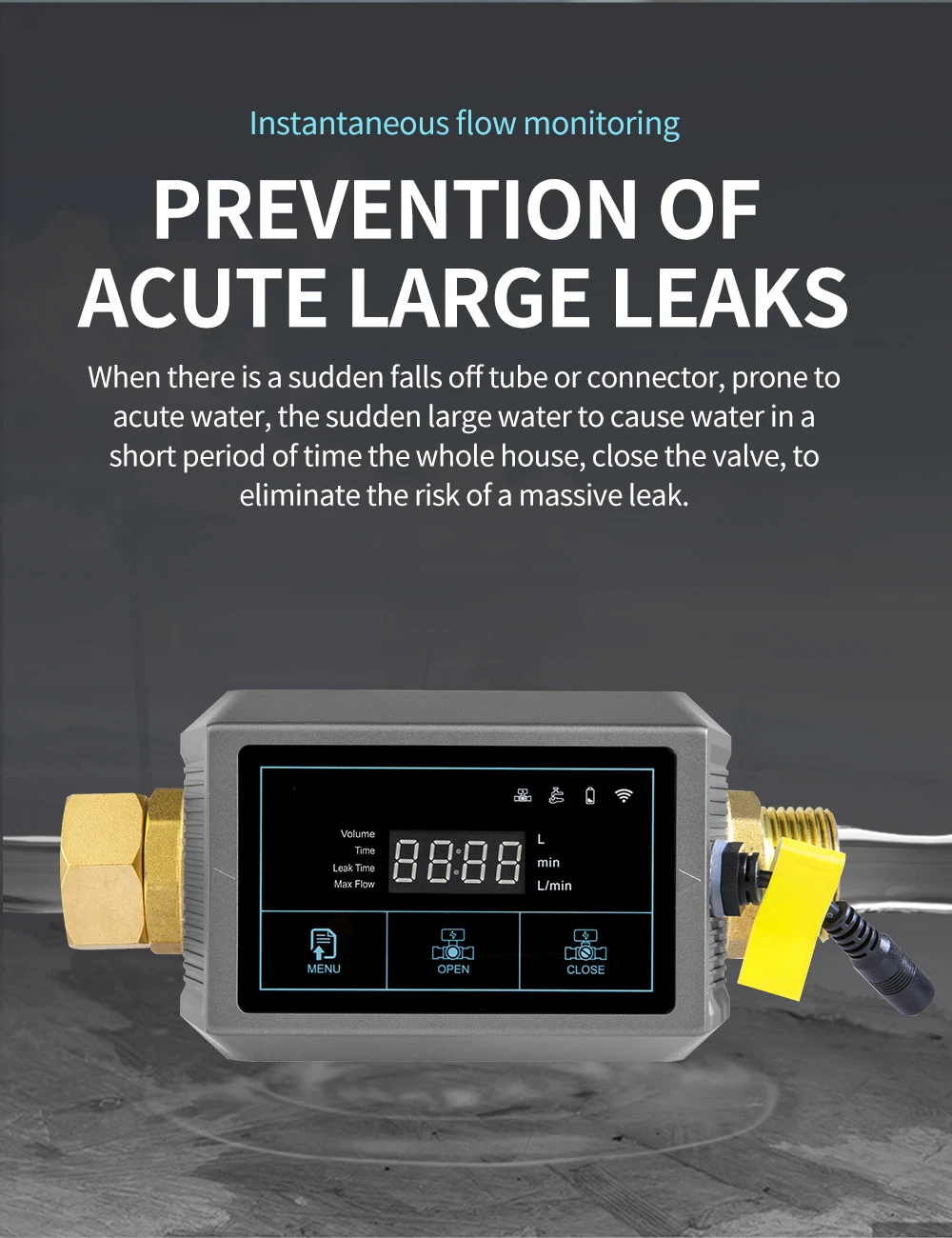 Water Leakage Sensor Detector Fugas De Agua with Self-check Every Month  DN15 (1/2), DN20 (3/4) Brass Valve 5pcs Water Sensors - AliExpress