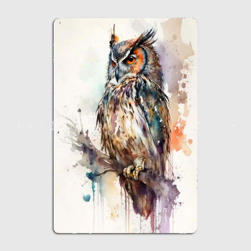 

Bird owl watercolor Painting Artistic Wall Decor with Characters and Scenery for Home and Bar