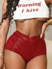 Weird Puss PU Serpentine Leather Shorts Women Elastica Waist Skinny Stretch Summer High Street Style Sexy Fashion Mini Bottoms