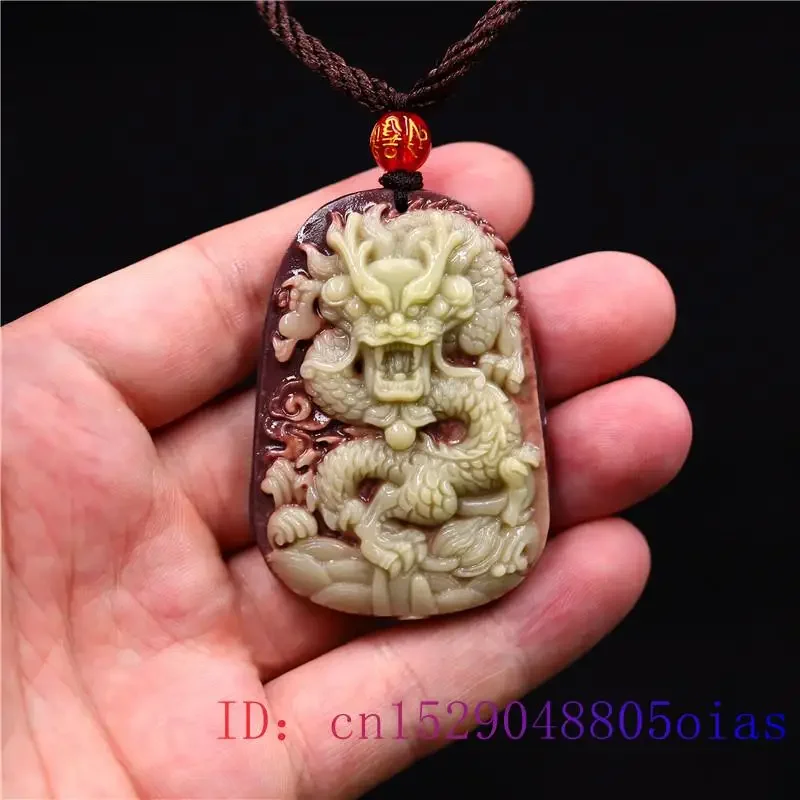 Jade Dragon Pendant Necklace Chinese Jewelry Gemstone Amulet Charm Gifts Lucky Fashion Carved Natural