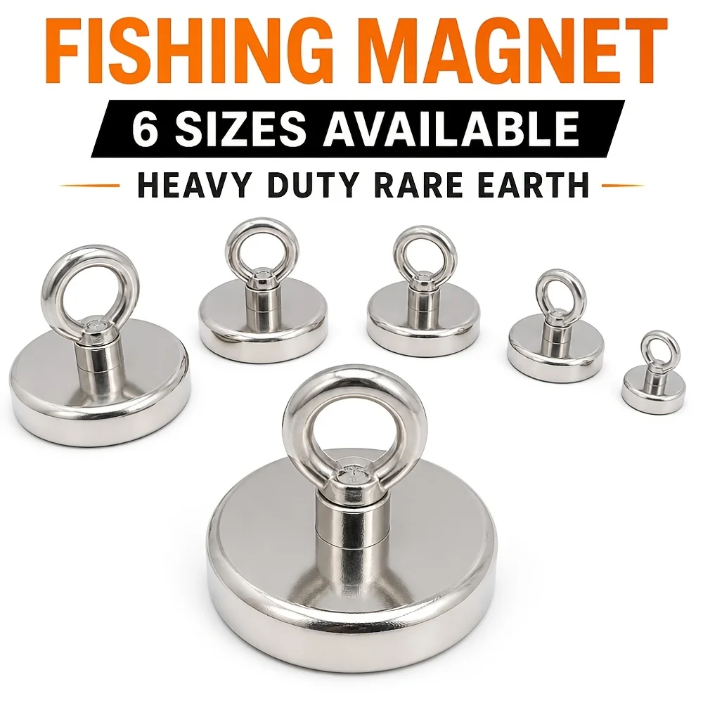 Heavy-Duty Fishing Magnet with Countersunk Ring for Versatile Recovery in Water and Land Environments