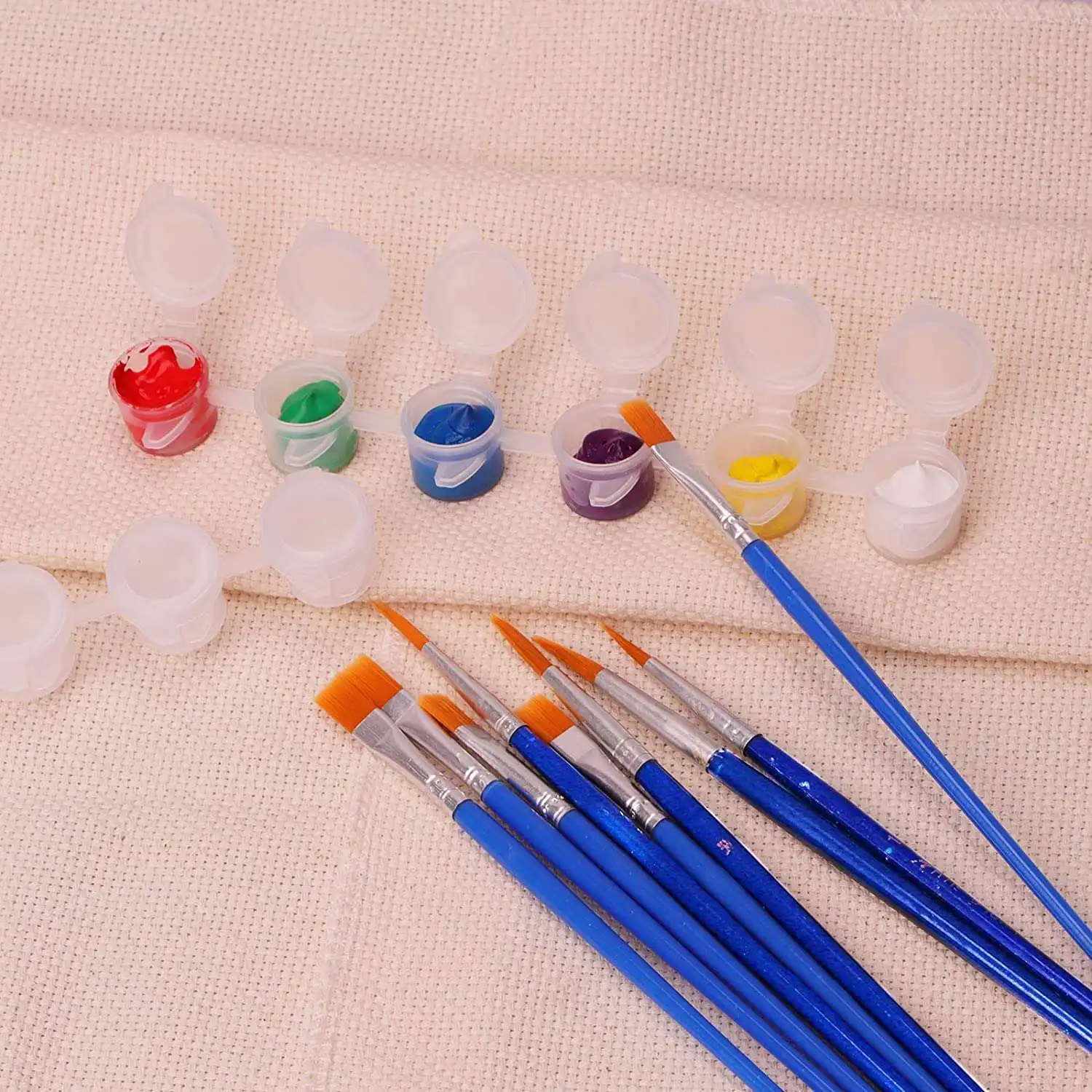 20 Strips 120 Pots Empty Paint Strips and 20 Pieces Paint Brushes Paint Cup Clear Plastic Storage Containers 3Ml/0.17Oz