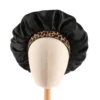 2024 New Fashion Satin Sleeping Hat Night Sleep Hair Care Bonnet Nightcap Popular Leopard Silk Wide-Brimmed Shower Cap 4