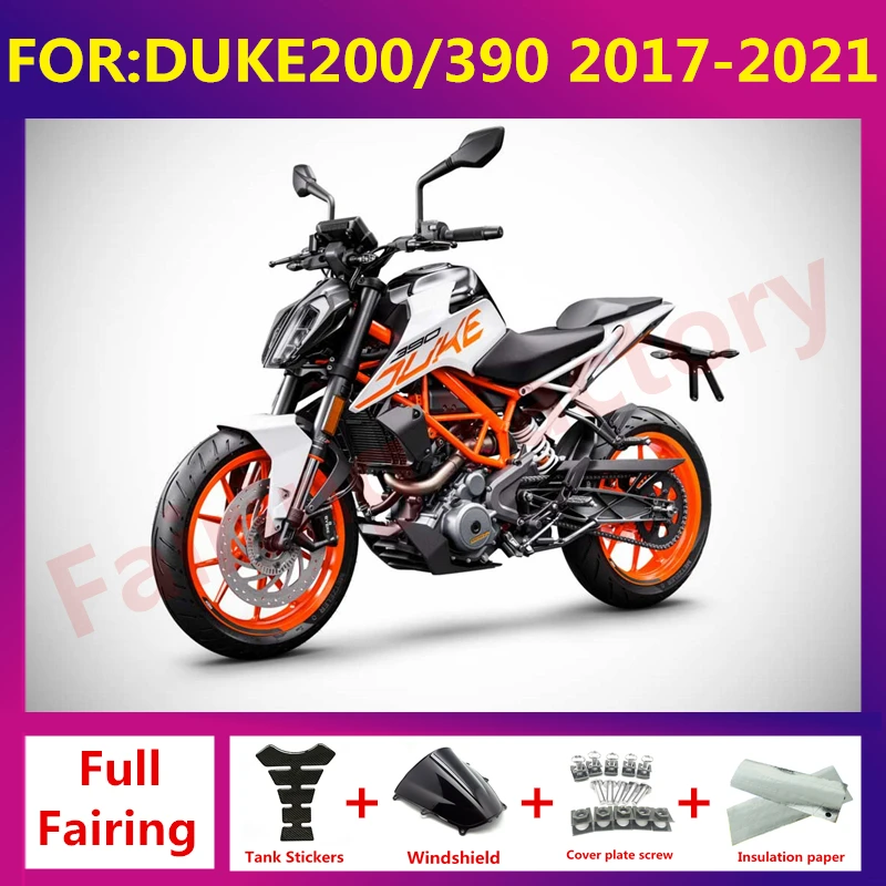 

Новый комплект обтекателей для мотоцикла ABS, подходит для KTM DUKE 390 2017 2018 2019 2020 2021, цвет белый