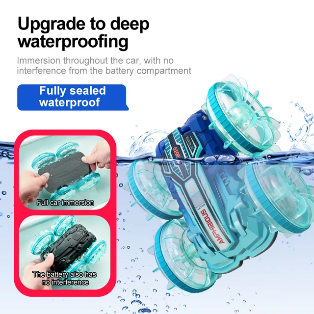 Two-sided stunt amphibious remote control car with gesture sensing 2.4G four-drive power dual 360° tilt gift for children 5