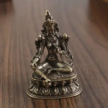 Statue de Bouddha en Cuivre Antique, Décoration de Maison, Salon, Bureau, Rétro, en Laiton, Tara Verte Tibétaine Alberoise 1