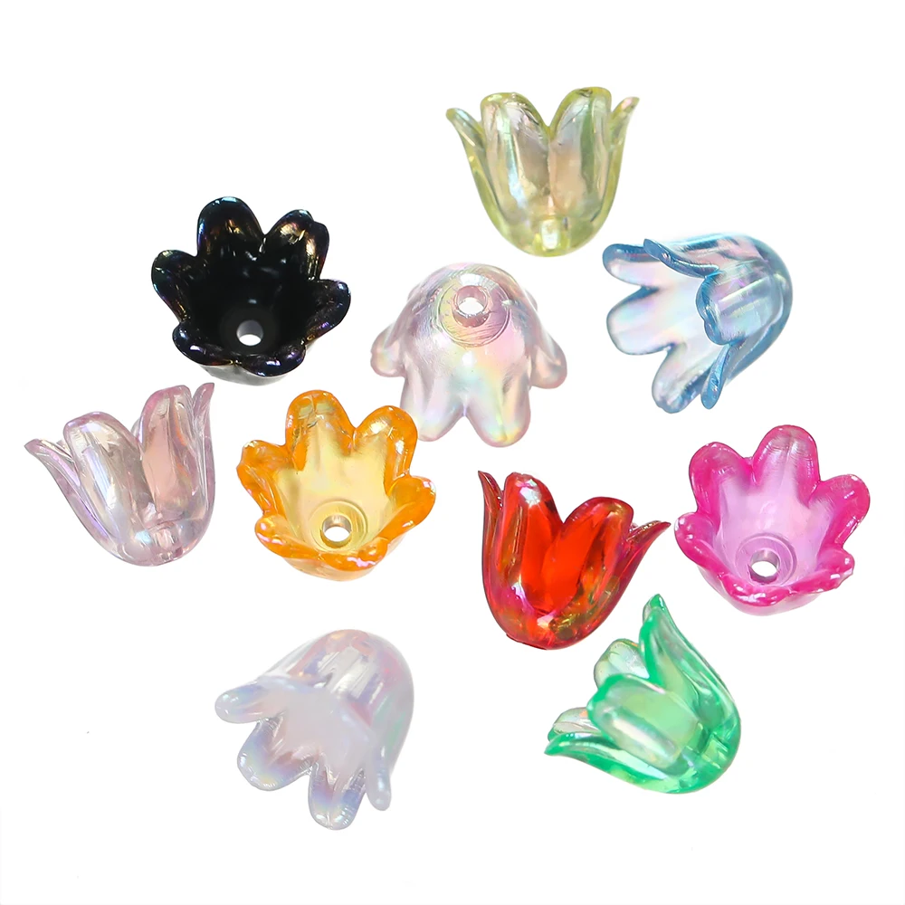 100 stuks 7x10mm kleurrijke bloemen acryl kralen bedels
