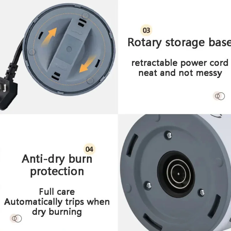 110V 220V 600W 0.8L Small Portable Household Kettle Heating Kettle Electric Kettle Separate Base 304 Stainless Steel Material 3