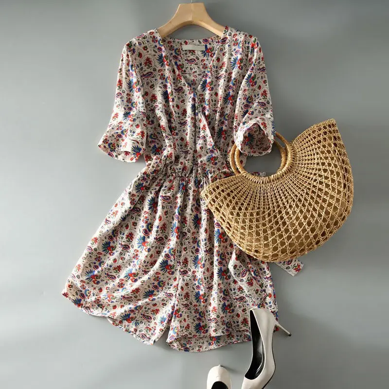 2023 Women Wide Leg Sweet Chic Chiffon High Waist Comfortable Female Holiday All-match Korean Style Summer Indie Folk Floral