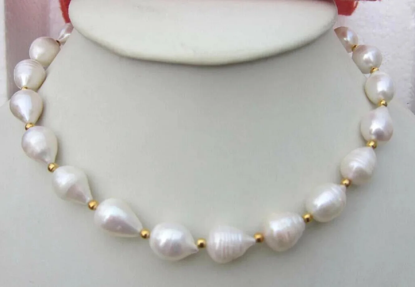 

sturdy Top Grading AAAA huge 9x12mm White Baroque Natural South Sea Pearl Necklace 14K gold buckle 18" 20in 22in 24in 35in