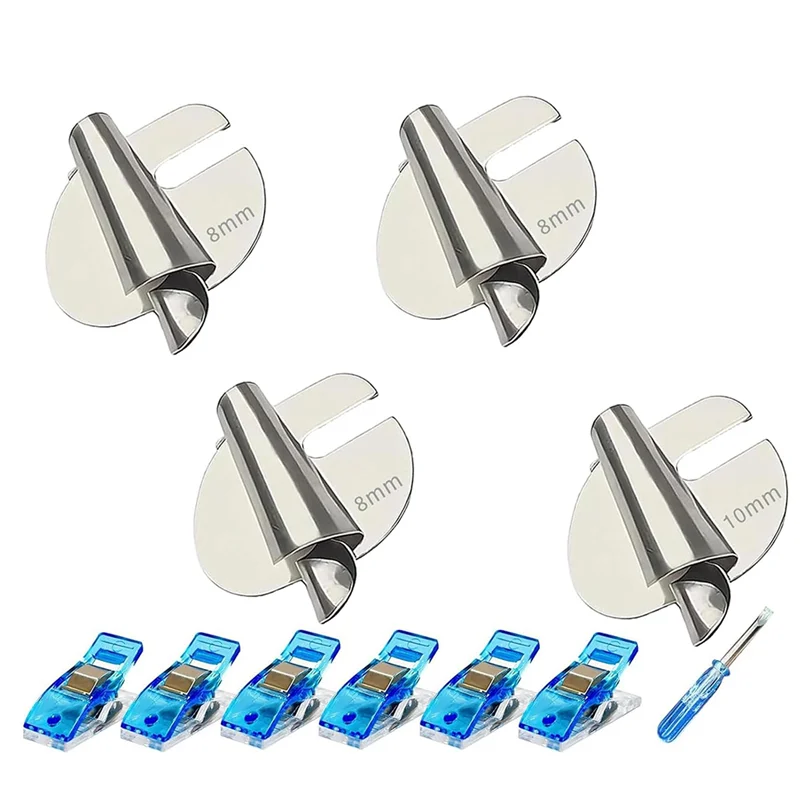 Sewing Rolled Hemmer Foot Set 4Pcs (4/6/8/10MM),Universal Sewing Machine Accessories Rolled Hem Presser Foot