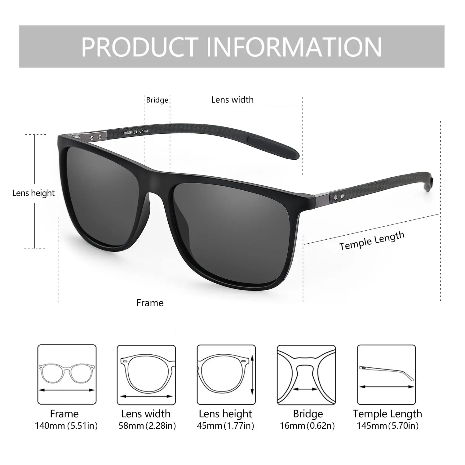 Sunglasses Men Zenottic, Carbon Polarized Sunglasses