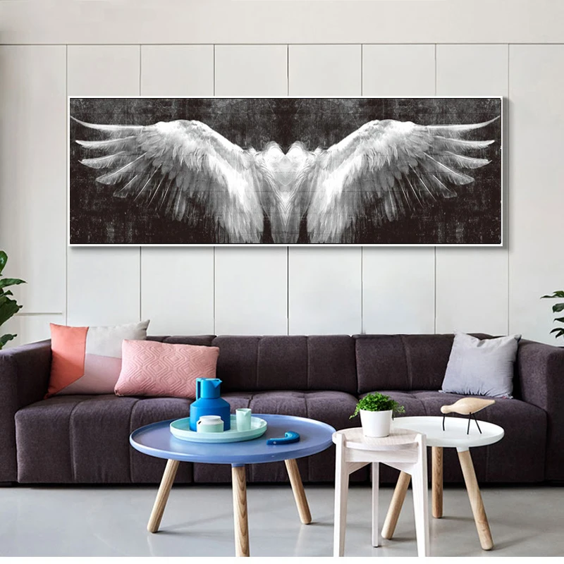 

Wall Posters And Print Black And White Angel Wings Vintage Wall Art Canvas Painting Wings Art Wall Picture For Living Room Decor