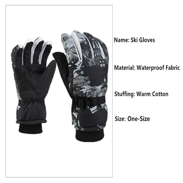 Men Black Ski Gloves Ultralight PU Waterproof Winter Warm Gloves Snowboard Male Cycling Motorcycle Riding Snow Windproof Gloves 2