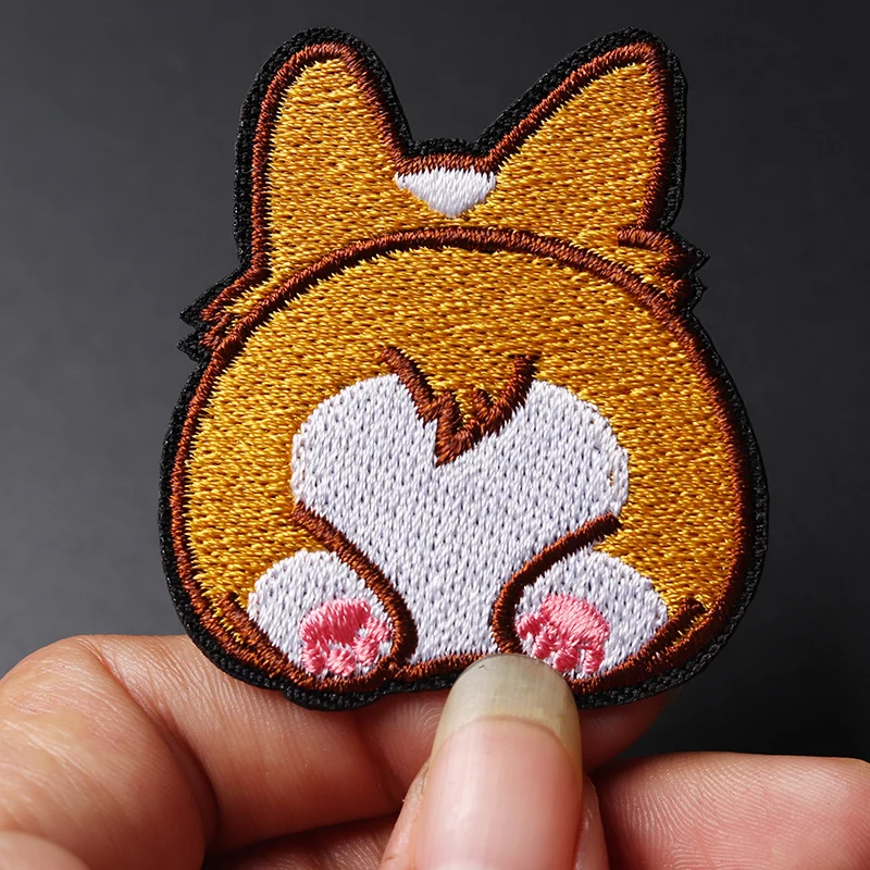かわいい動物のコーgi犬のお尻刺繍布パッチ、appique縫製服、アパレル