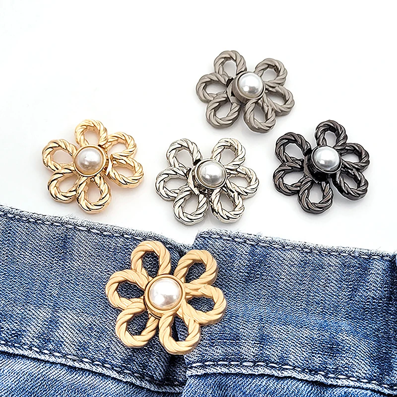 Reusable Detachable Waistband Flower Buttons Tool Jeans Waist Buckle Adjustment Button For Pants Jeans Waist Clip 2