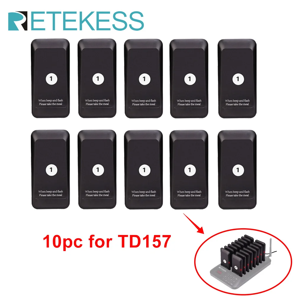 Retekess 10Pcs Coaster Pager Receivers For TD157 Restaurant Pager Wireless Calling System For Coffee Church Clinic Beauty Salon