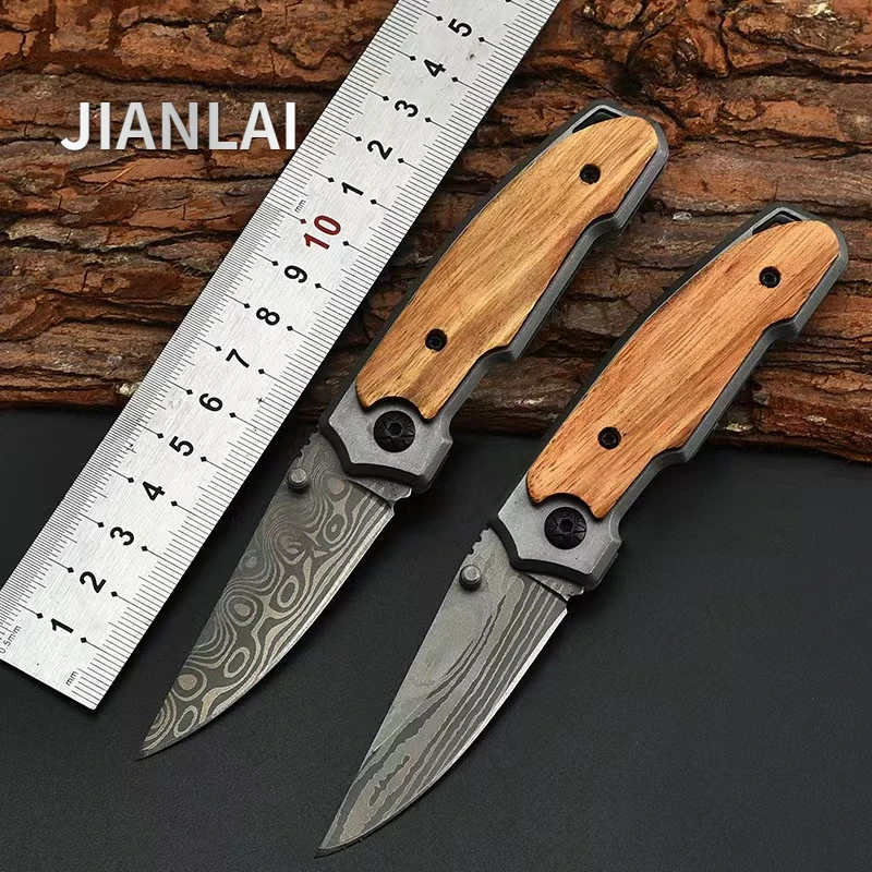 

New Outdoor Folding Knife Damascus Pattern Camping Self Defense Mountaineering Portable Multi purpose Folding Knife Fruit Knife