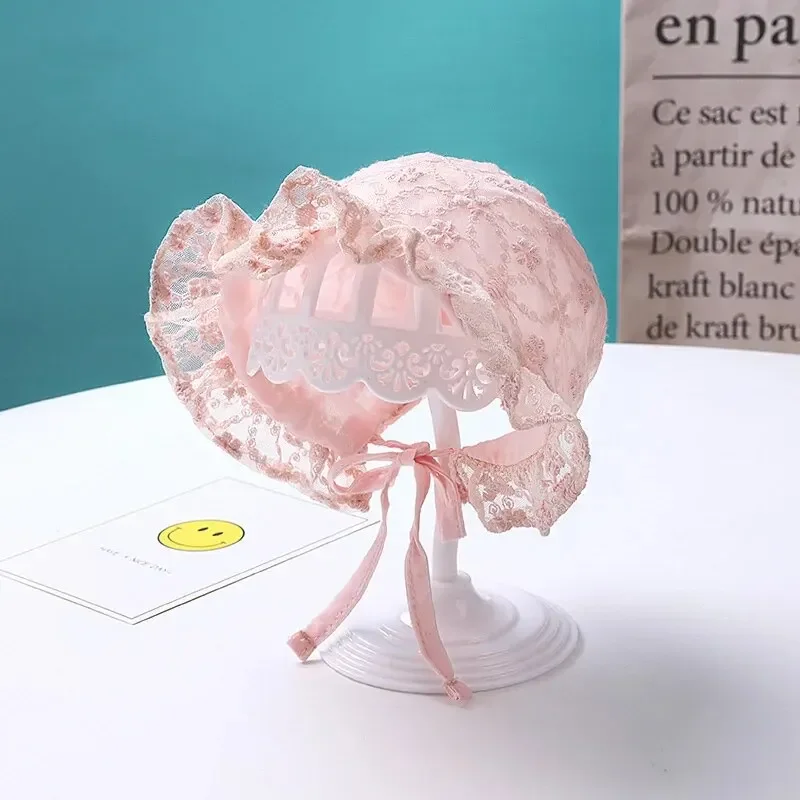 Lace Court Baby Hat Soft Breathable Cotton Newborn Infant Bonnet Cap Summer Summer Girl Sun Hat baby hat kids sun hat