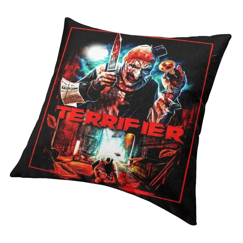 Halloween Horror Movie Terrifier Cushion Cover 45x45 Cm Velvet Luxury Throw Pillow Case for Sofa Chair Bedding Office Pillowslip