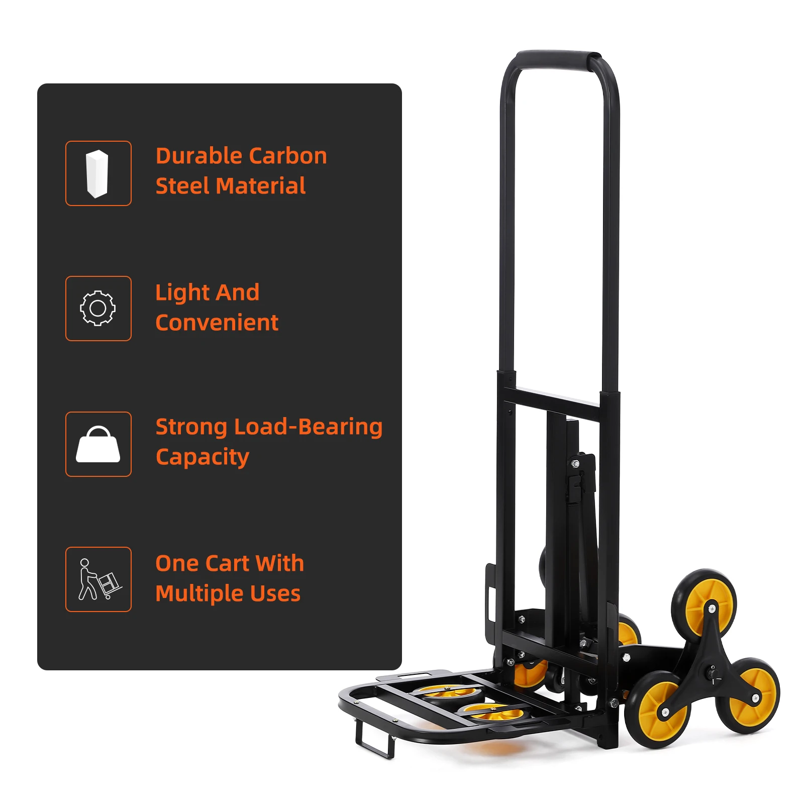 Stair Climber Hand Truck, 330 lb Capacity Foldable Cart with Telescopic Handle and Rubber Wheels,Stair Climbing Dolly Stair