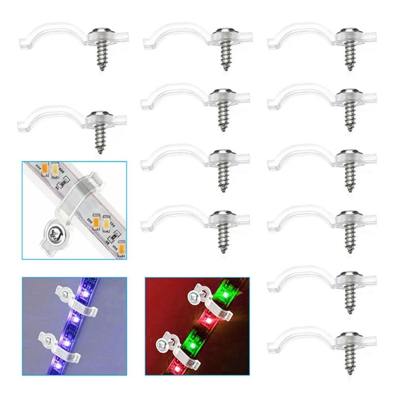 

100 Pieces 3528/5050 LED Strip Light Clips Clear Strip Light Mounting Brackets